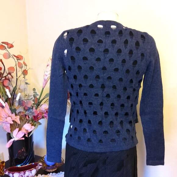 NWT mac & jac Women’s Blue Lightweight Long Sleeve Crochet Cardigan Sweater M - Picture 7 of 7